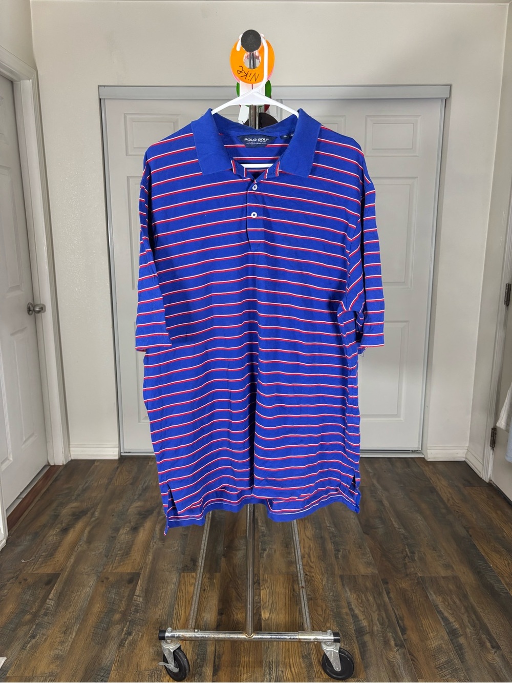 Ralph Lauren Blue Polo with Pink Stripes